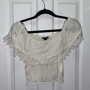 White Off-the-Shoulder Crop Top